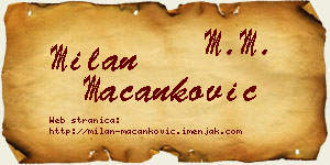Milan Macanković vizit kartica